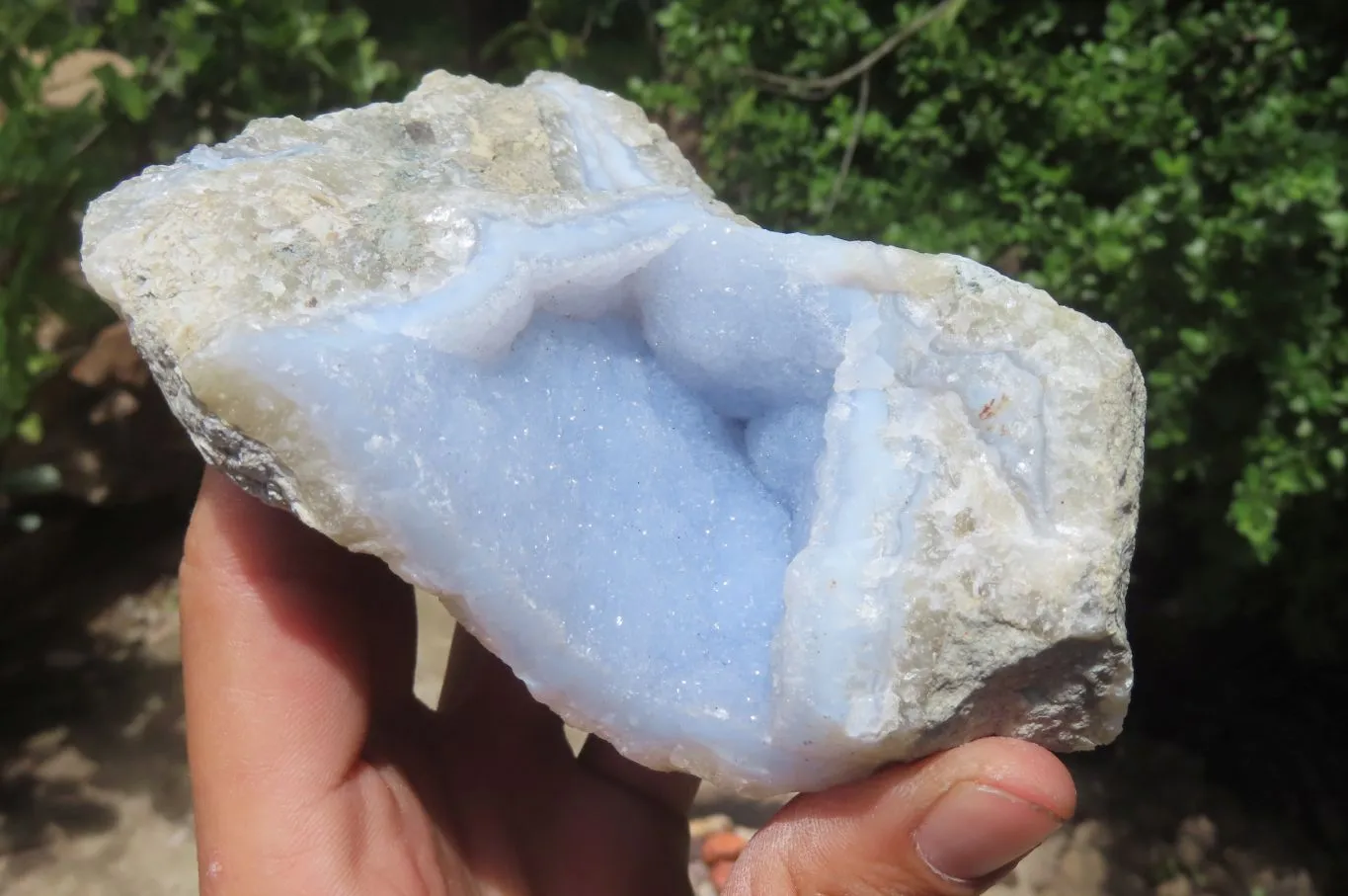 Natural Blue Lace Agate Geode Specimens x 2 From Malawi