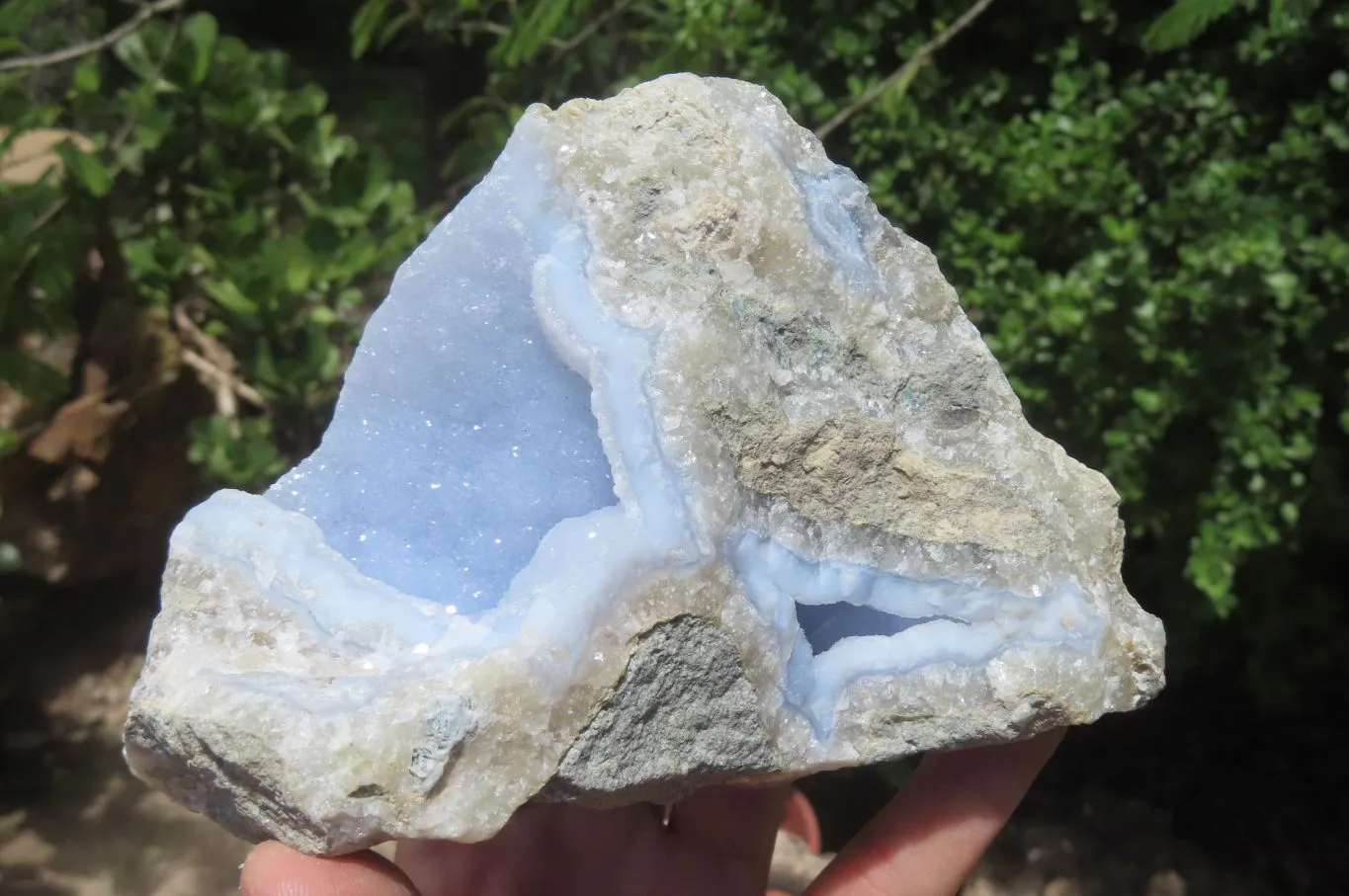 Natural Blue Lace Agate Geode Specimens x 2 From Malawi