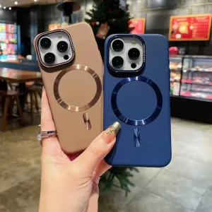 New Advanced Frosted Magnetic Solid Color Phone Case For iPhone 15