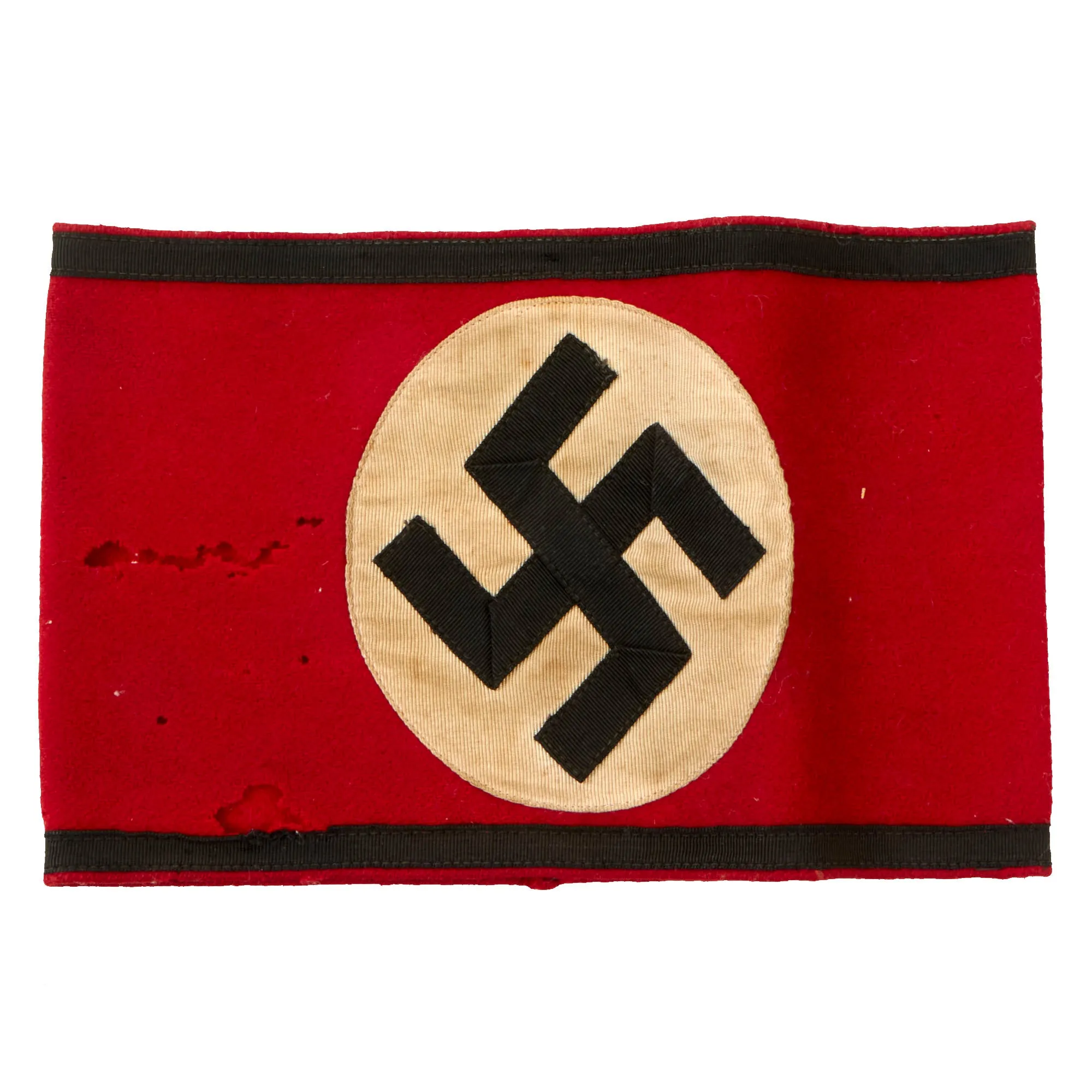 Original German WWII SS Member's Wool & Rayon Multi-Piece Armband - Service Used