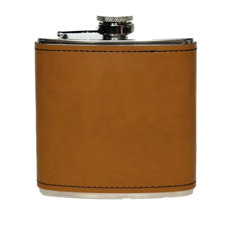 Personalized Silver Leather Wrapped Flasks