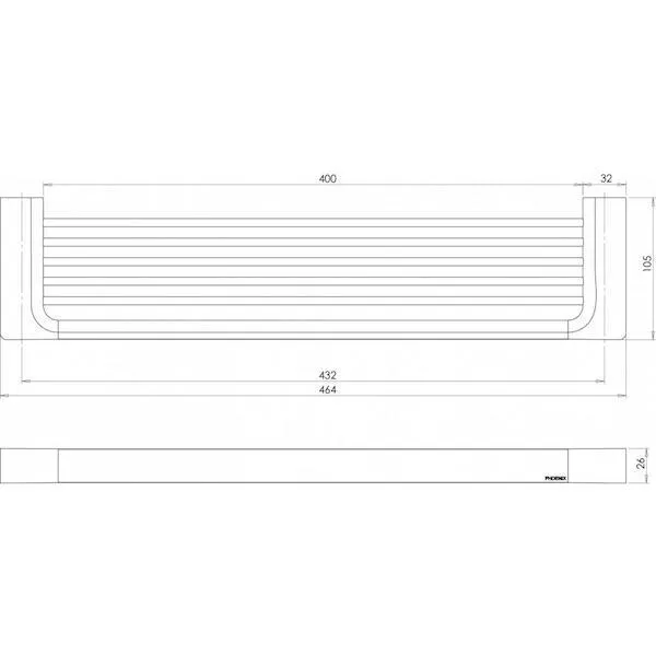 Phoenix Gloss Shower Shelf-Matte Black 465mm