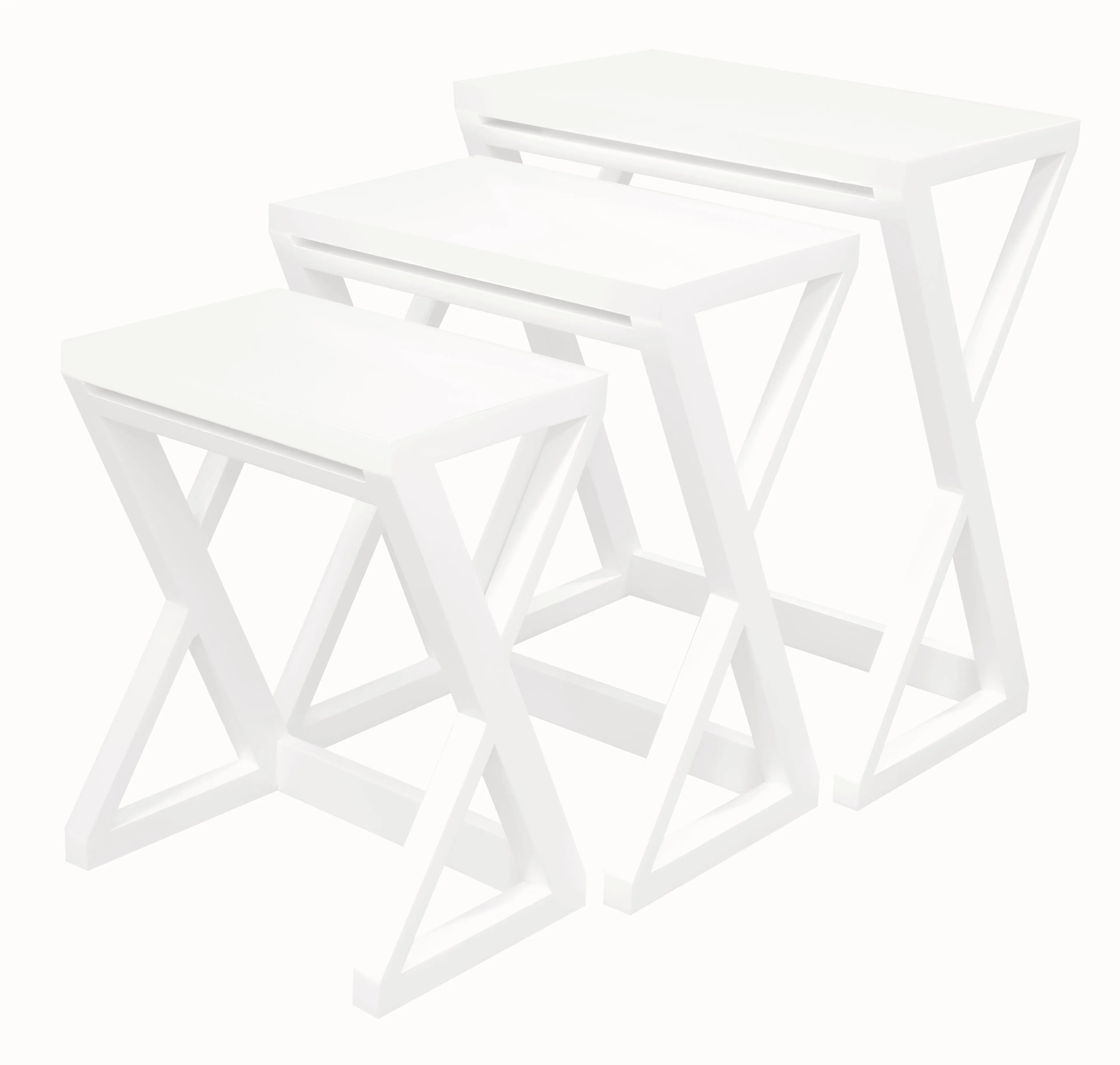 Queen Anne Nesting Table - Set of 3 (White)