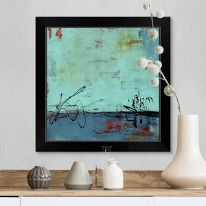 "Blue Bay Marina II" Black Framed Print