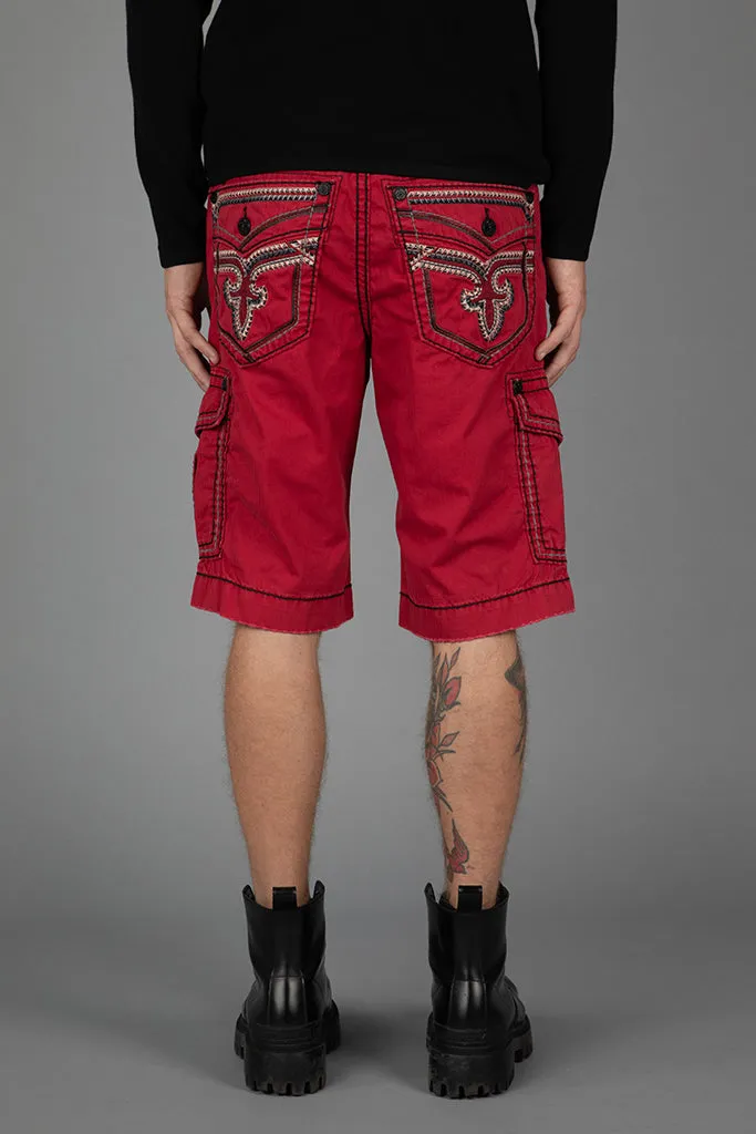 RED CARGO SHORTS