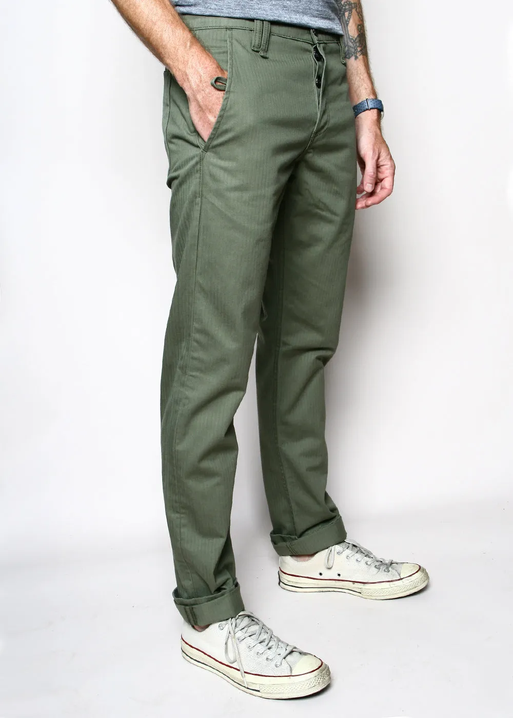 Rogue Territory Work Trousers Olive Herringbone