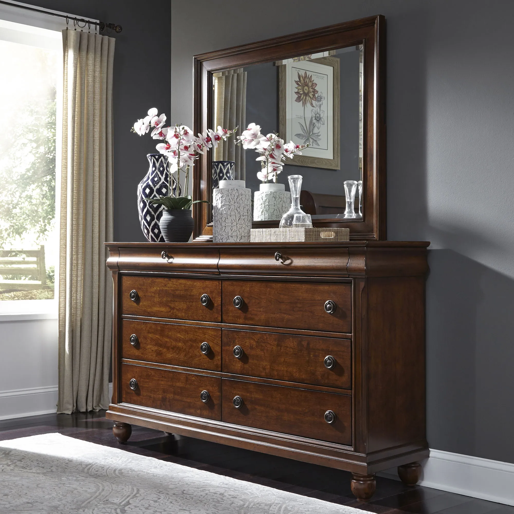 Rustic Traditions - Sleigh Bed, Dresser & Mirror