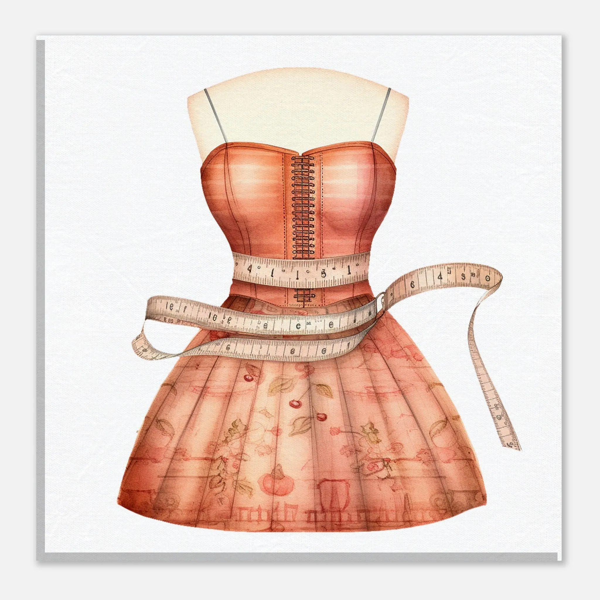 Seamstress Dress - Shabby Chic Sewing Room Wall Art Canvas