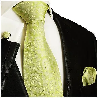 Silk Necktie Set by Paul Malone . Summer Green