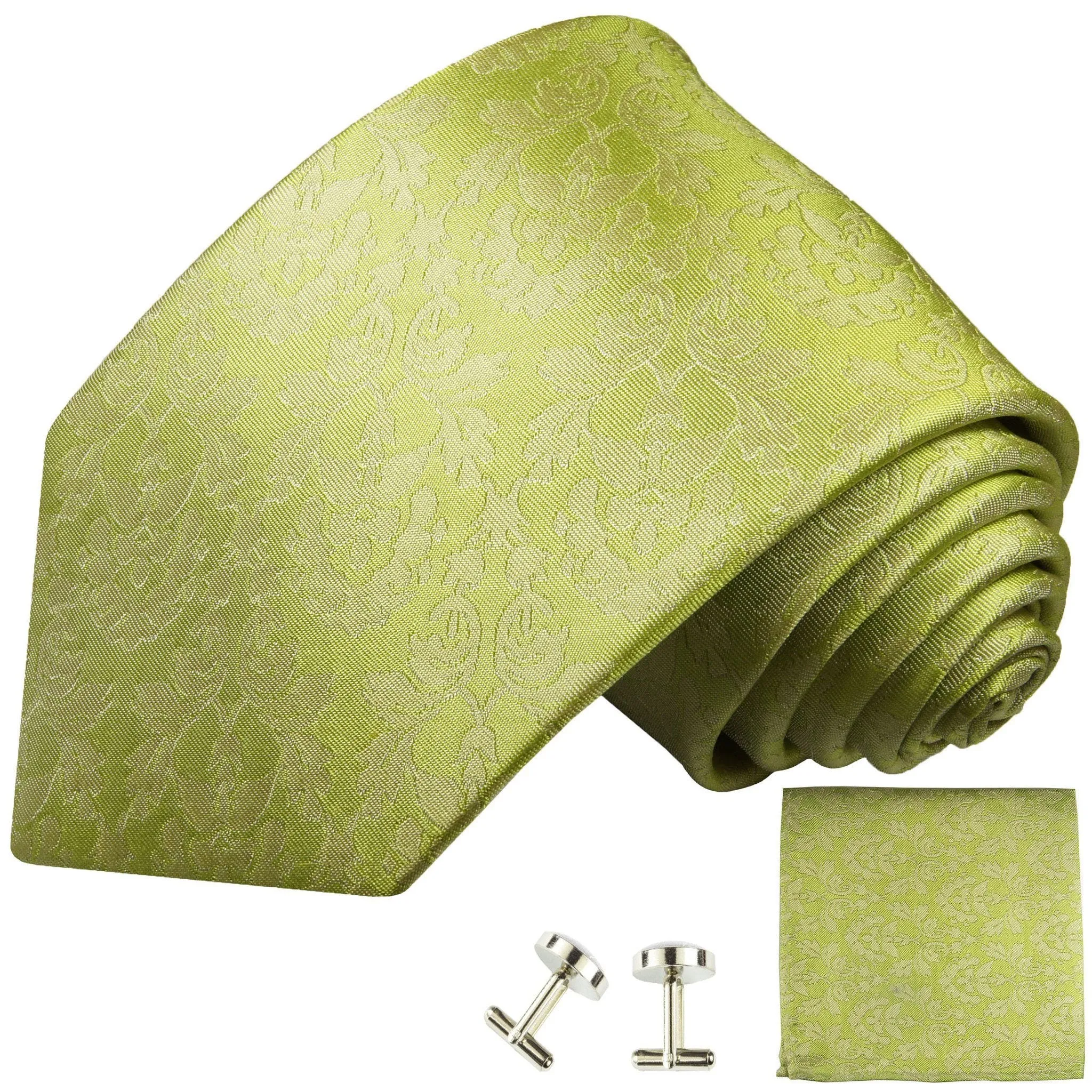 Silk Necktie Set by Paul Malone . Summer Green