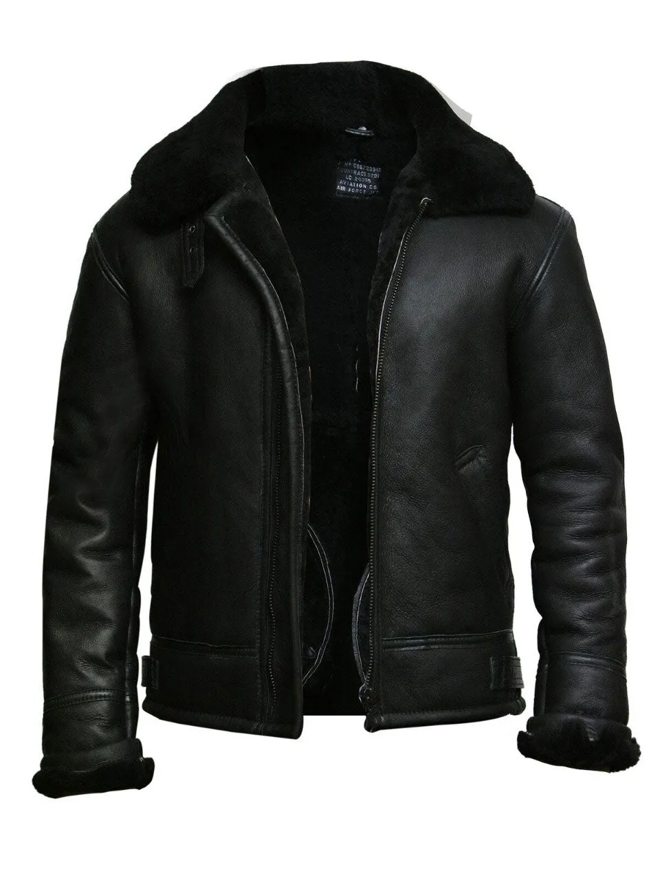 Tailor Made Men's Genuine Black Sheepskin Leather Flying Pilot Stylish Jackets Coat