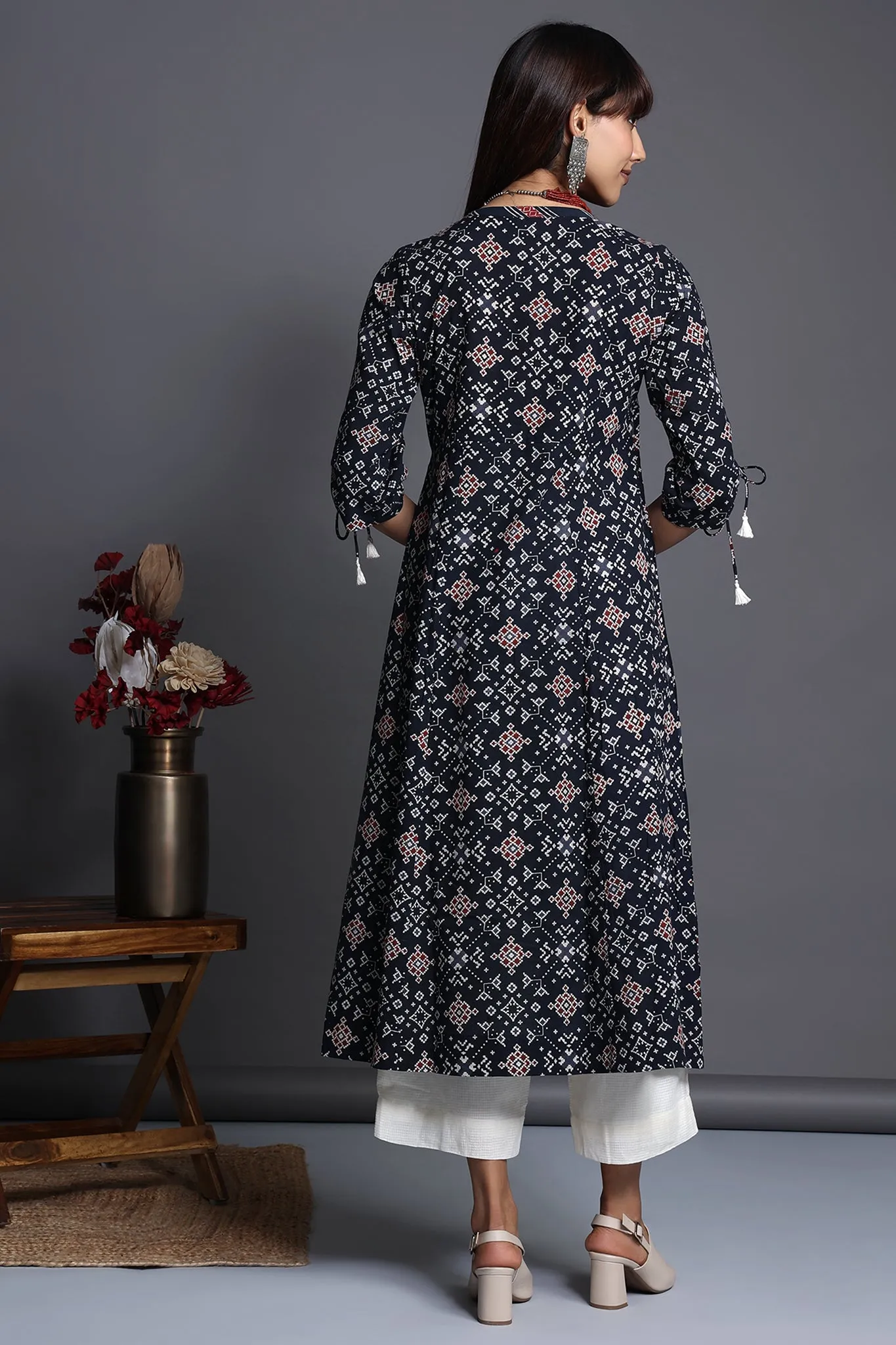 tie-up angrakha kurta - ebony escape & moonlight whispers