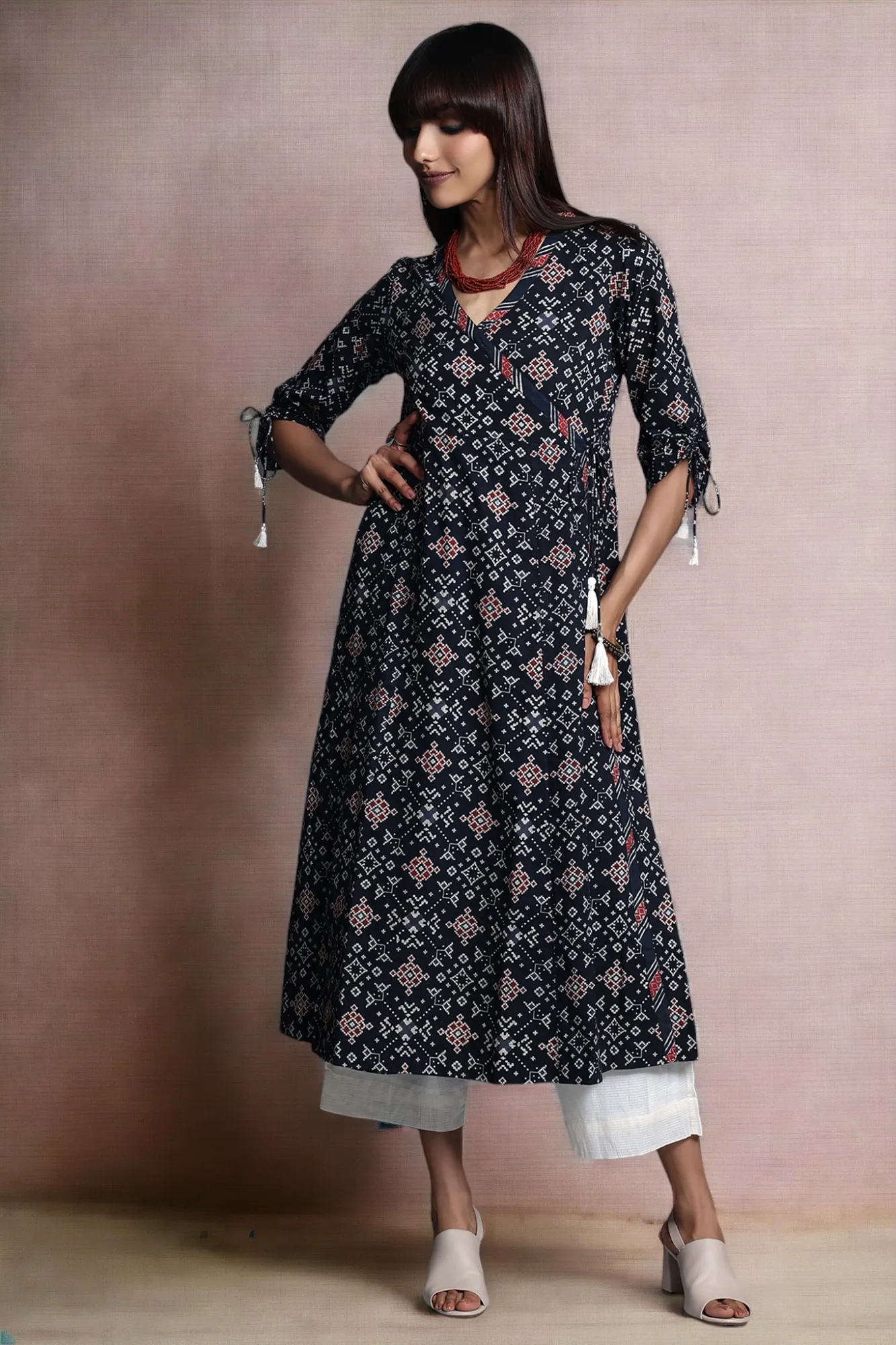 tie-up angrakha kurta - ebony escape & moonlight whispers