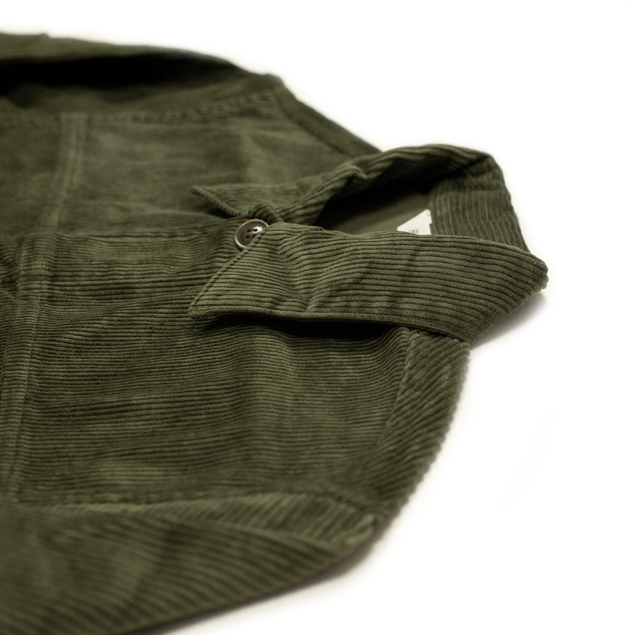 Trucker jacket in olive cotton corduroy