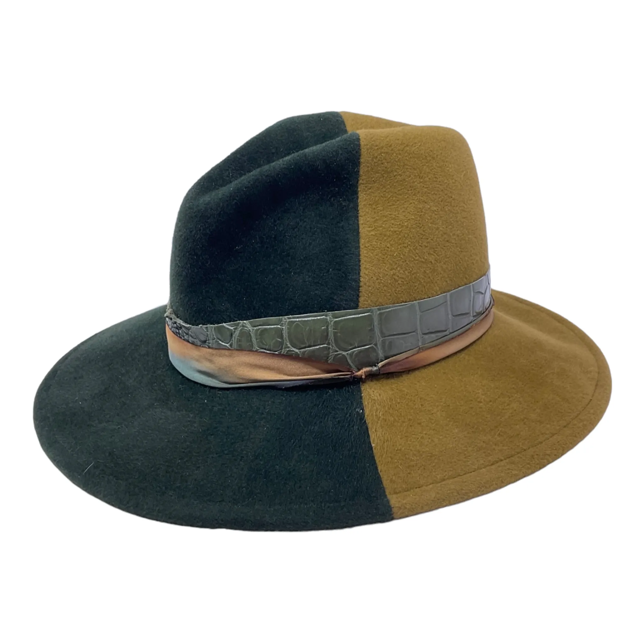 Two Toned Fedora - Moss Green and Olive