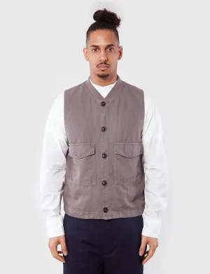 Universal Works Watchman Linen Waistcoat - Dark Stone