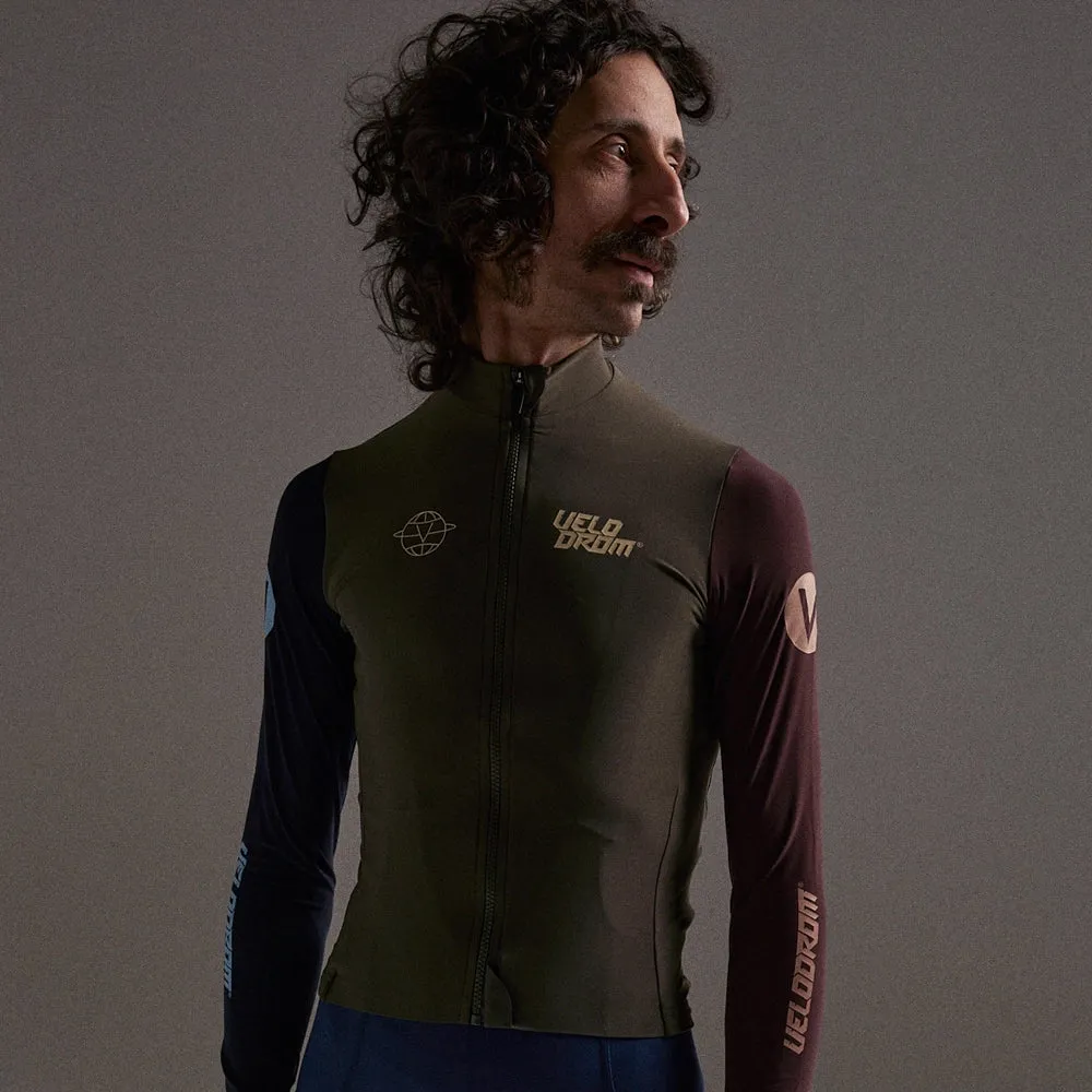 VELODROM RaceDay Thermal Long Sleeve Jersey AW23 - Olive Green Dual Sleeves