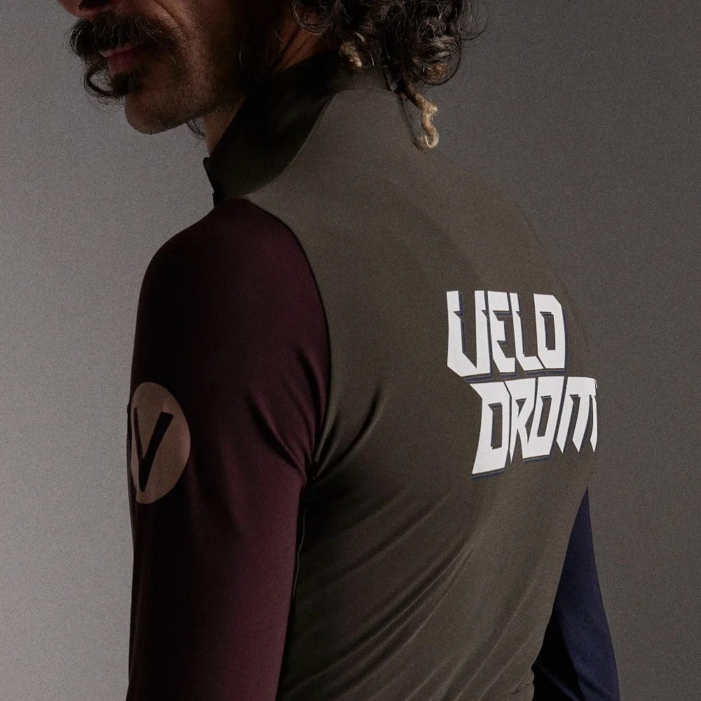 VELODROM RaceDay Thermal Long Sleeve Jersey AW23 - Olive Green Dual Sleeves