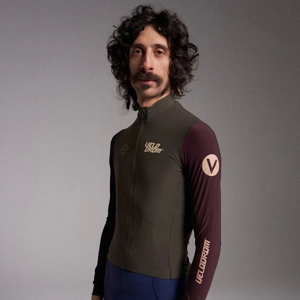 VELODROM RaceDay Thermal Long Sleeve Jersey AW23 - Olive Green Dual Sleeves