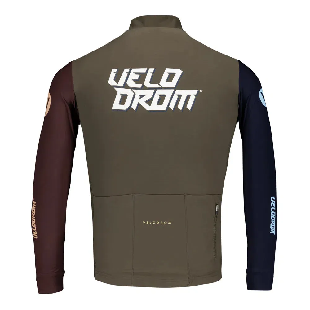 VELODROM RaceDay Thermal Long Sleeve Jersey AW23 - Olive Green Dual Sleeves