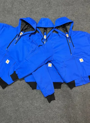 Vintage Carhartt Rework Style Electric Blue Hooded Jackets - MOQ 20 pcs