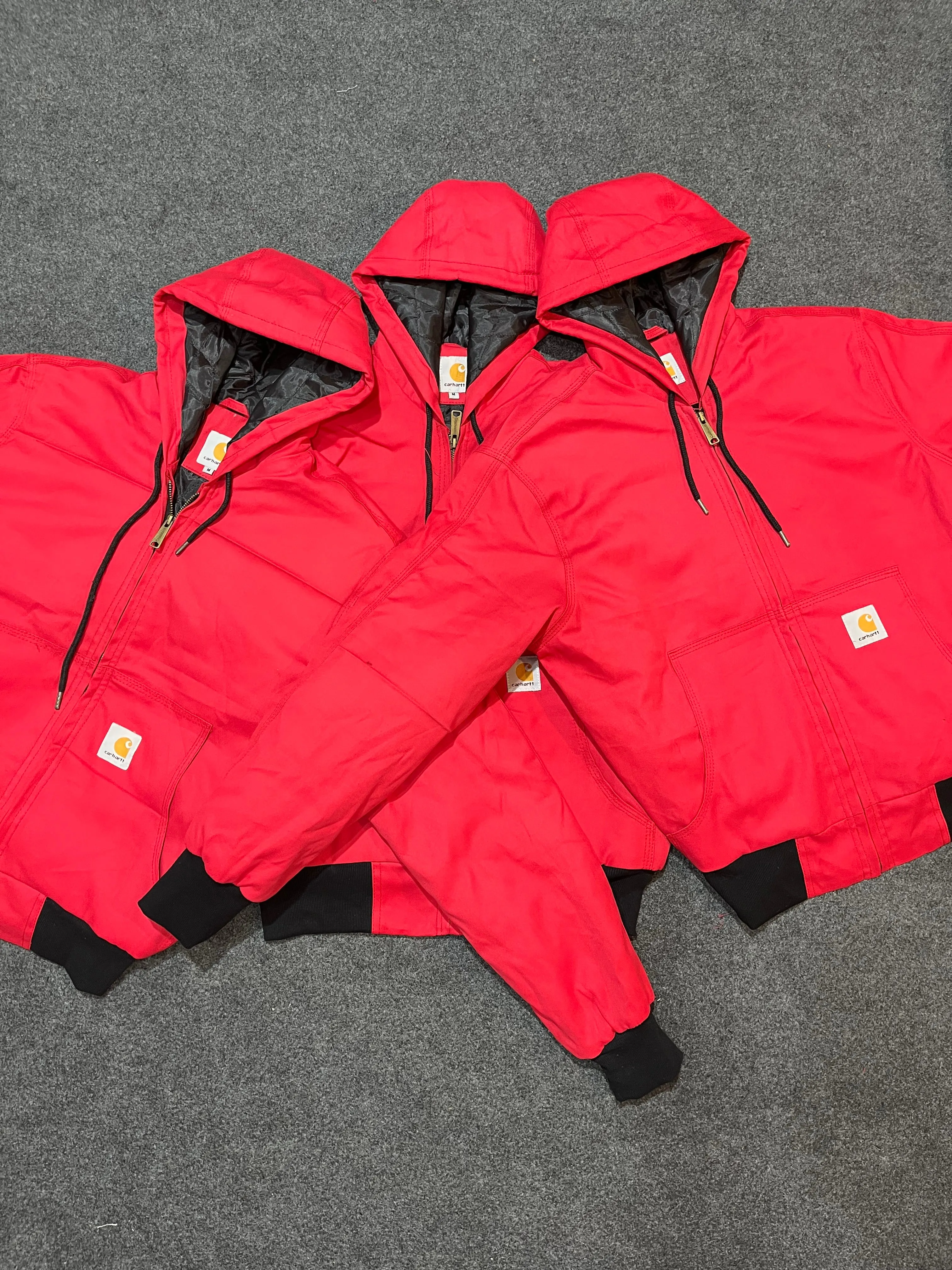 Vintage Carhartt Rework Style Red Hooded Jackets - MOQ 25 pcs