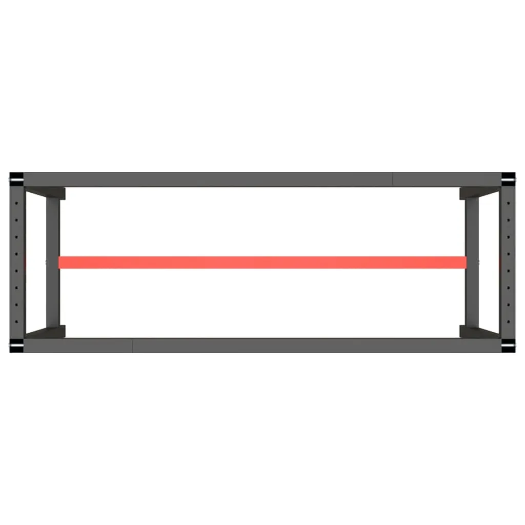 Work Bench Frame Matte Black and Matte Red 140x50x79 cm Metal