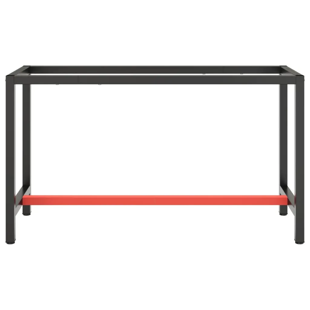 Work Bench Frame Matte Black and Matte Red 140x50x79 cm Metal