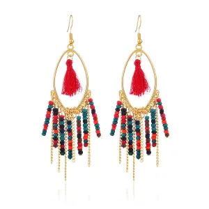 Yellow Chimes Colorful Beads Multicolor Tassel Earring for Women & Girls