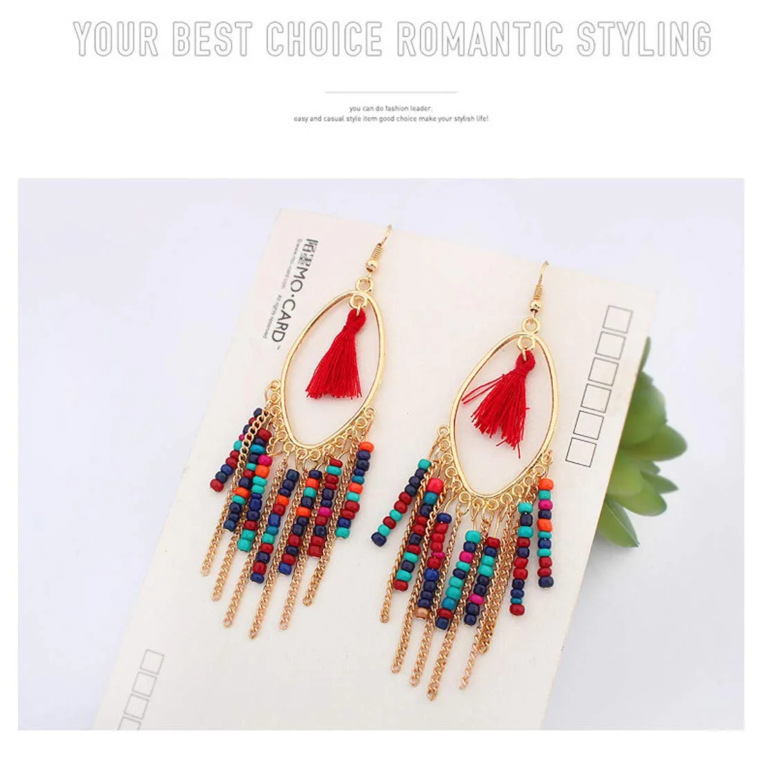 Yellow Chimes Colorful Beads Multicolor Tassel Earring for Women & Girls