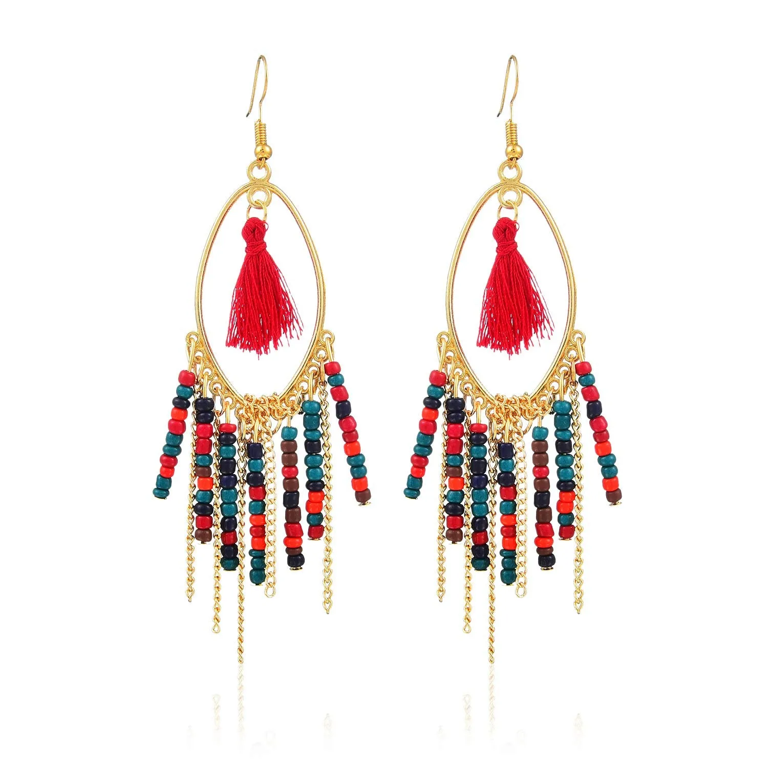 Yellow Chimes Colorful Beads Multicolor Tassel Earring for Women & Girls